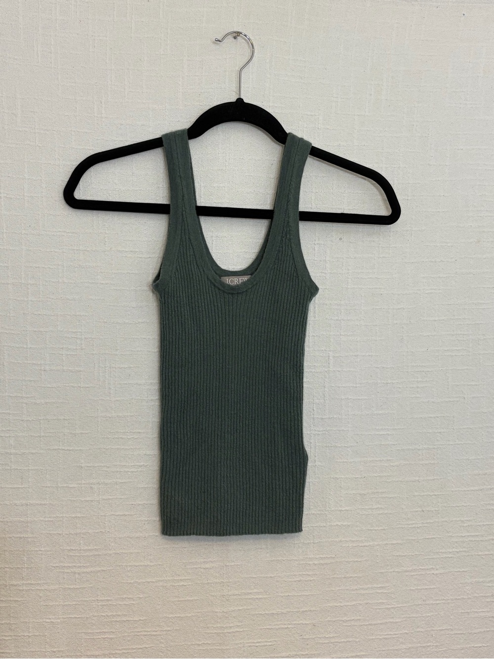 J.CREW Green Solid Scoop Neck Cashmere Ribbed Knit Tank Top XS